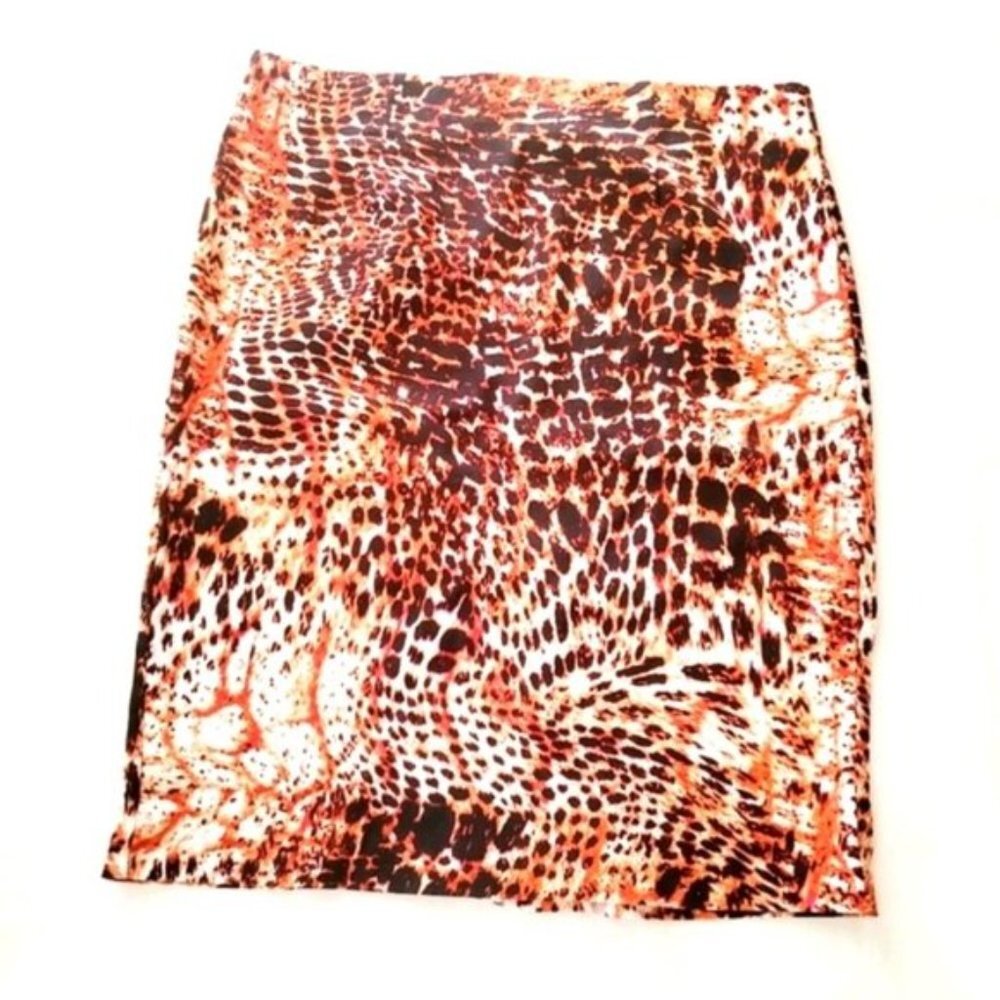 ATTYRE NEW YORK 12 Statement Animal Print Midi Pencil Stretch Skirt